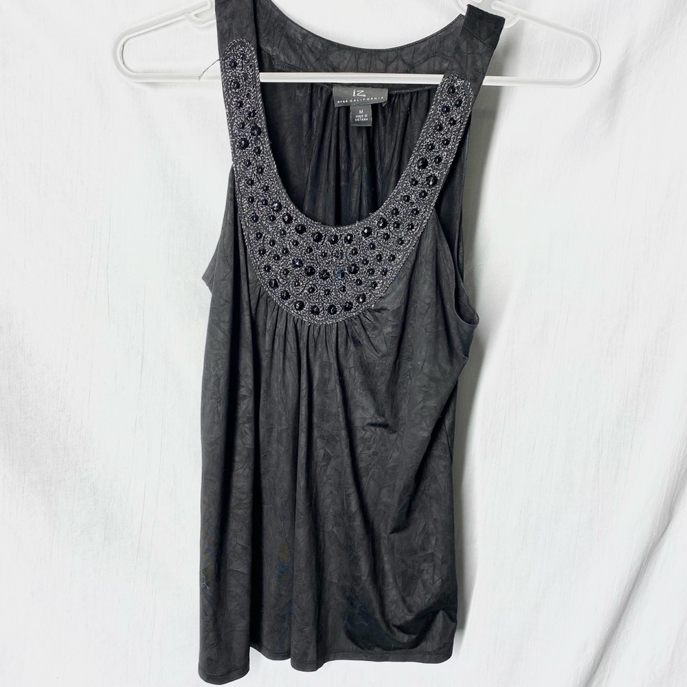 IZ Bedazzled Decoration Neckline Tank Top Size Medium